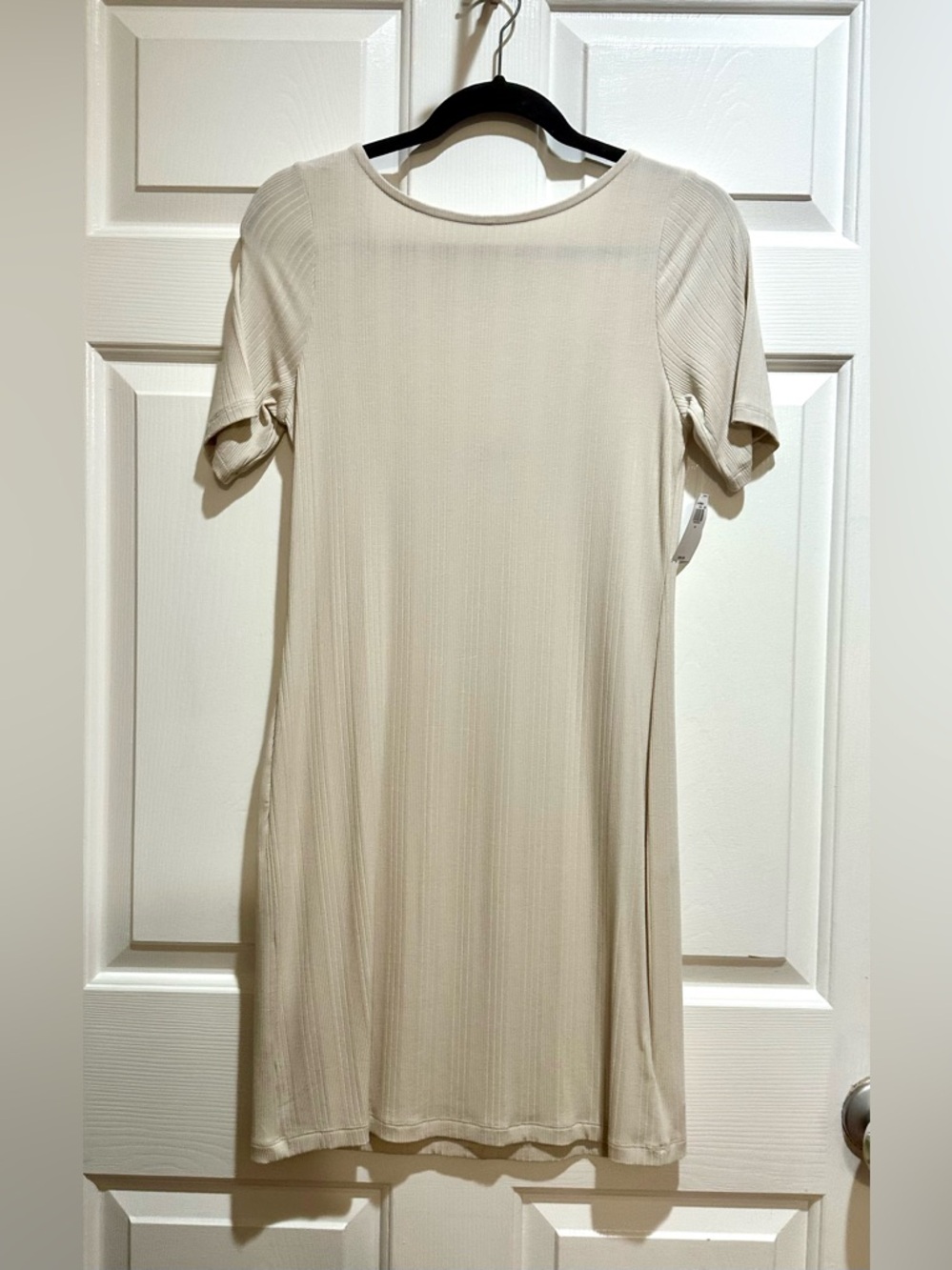 Old Navy Cream Ribbed Short Sleeve Tee Dress